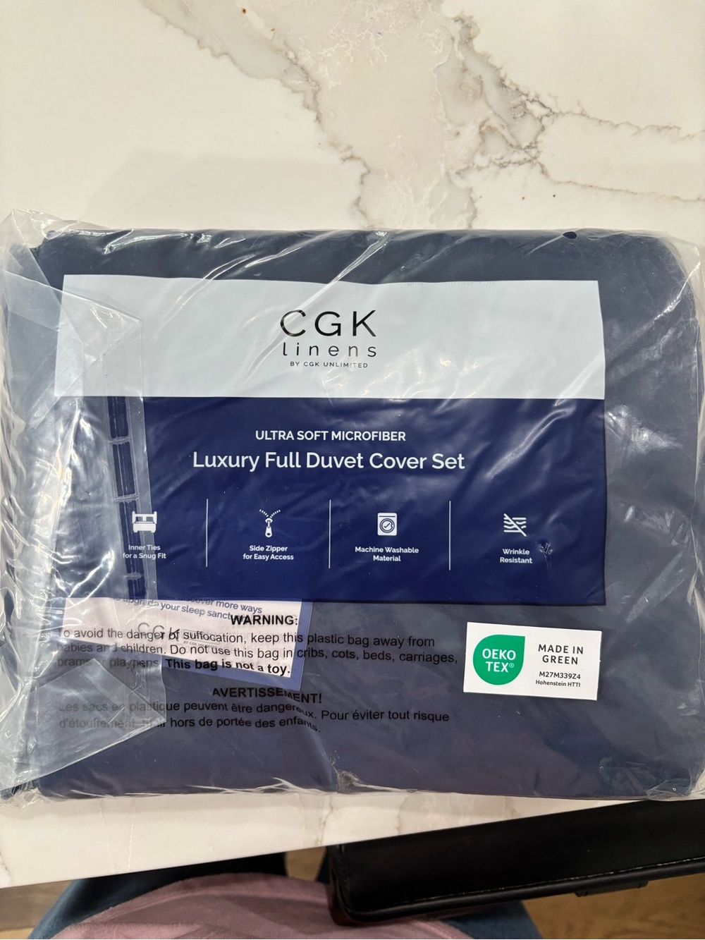 GK Linens Luxury Full Duvet Cover Set - Navy Blue
